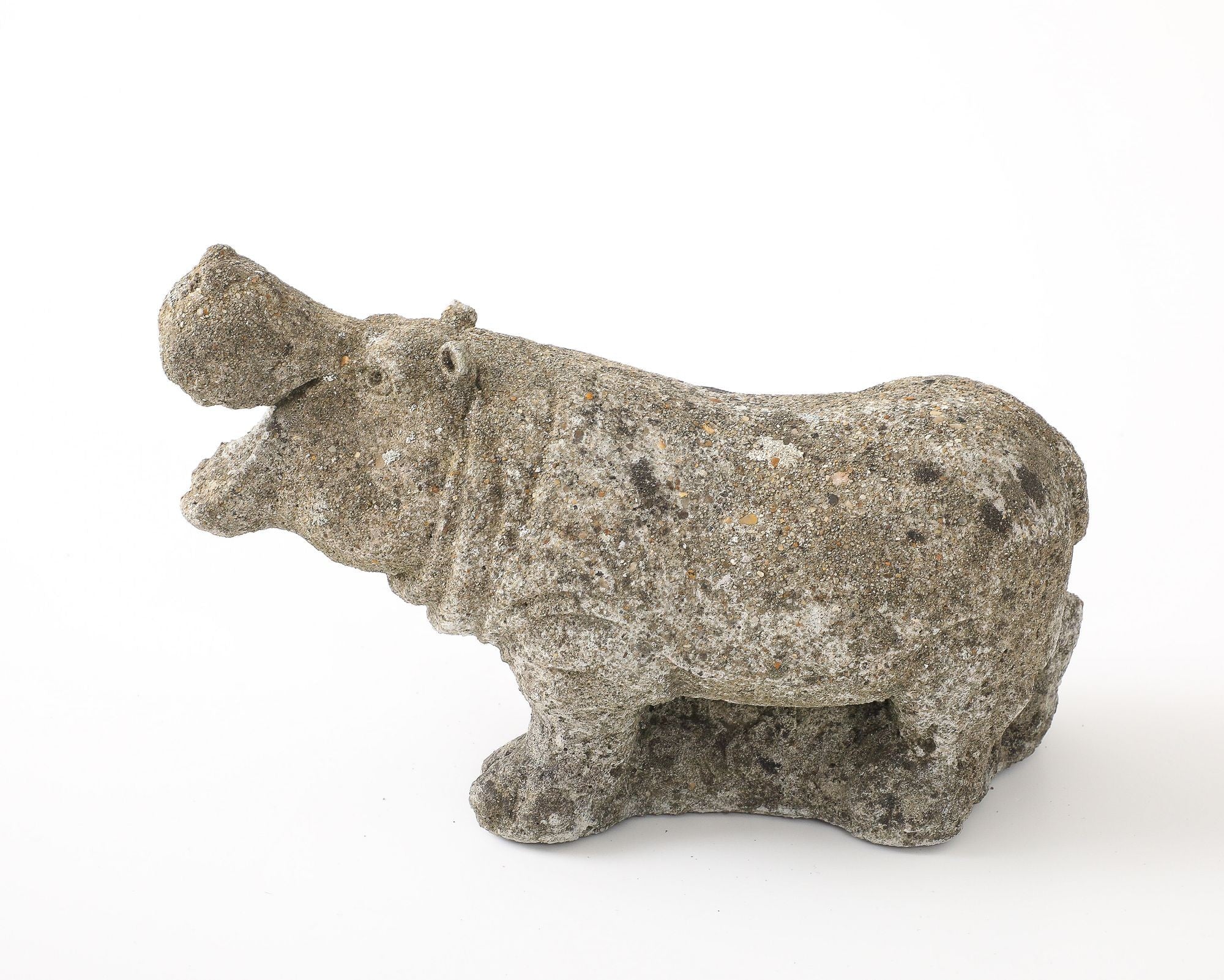 Composite Stone Hippopotamus Garden Ornament, English 20th Century