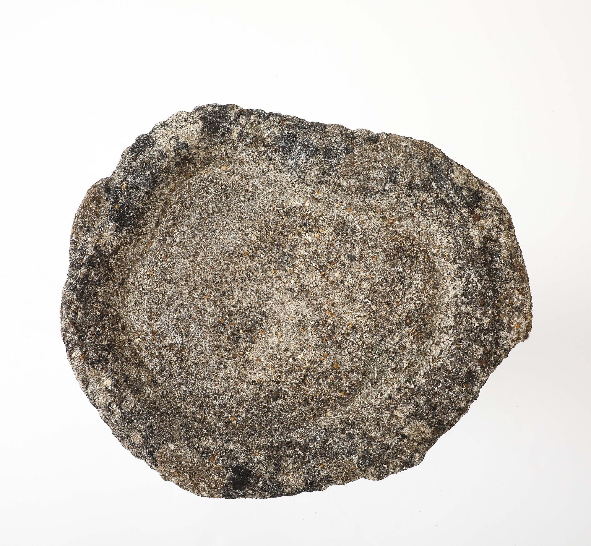 Composite Stone Faux Bois Birdbath with Squirrels Garden Ornament, English 20th C.