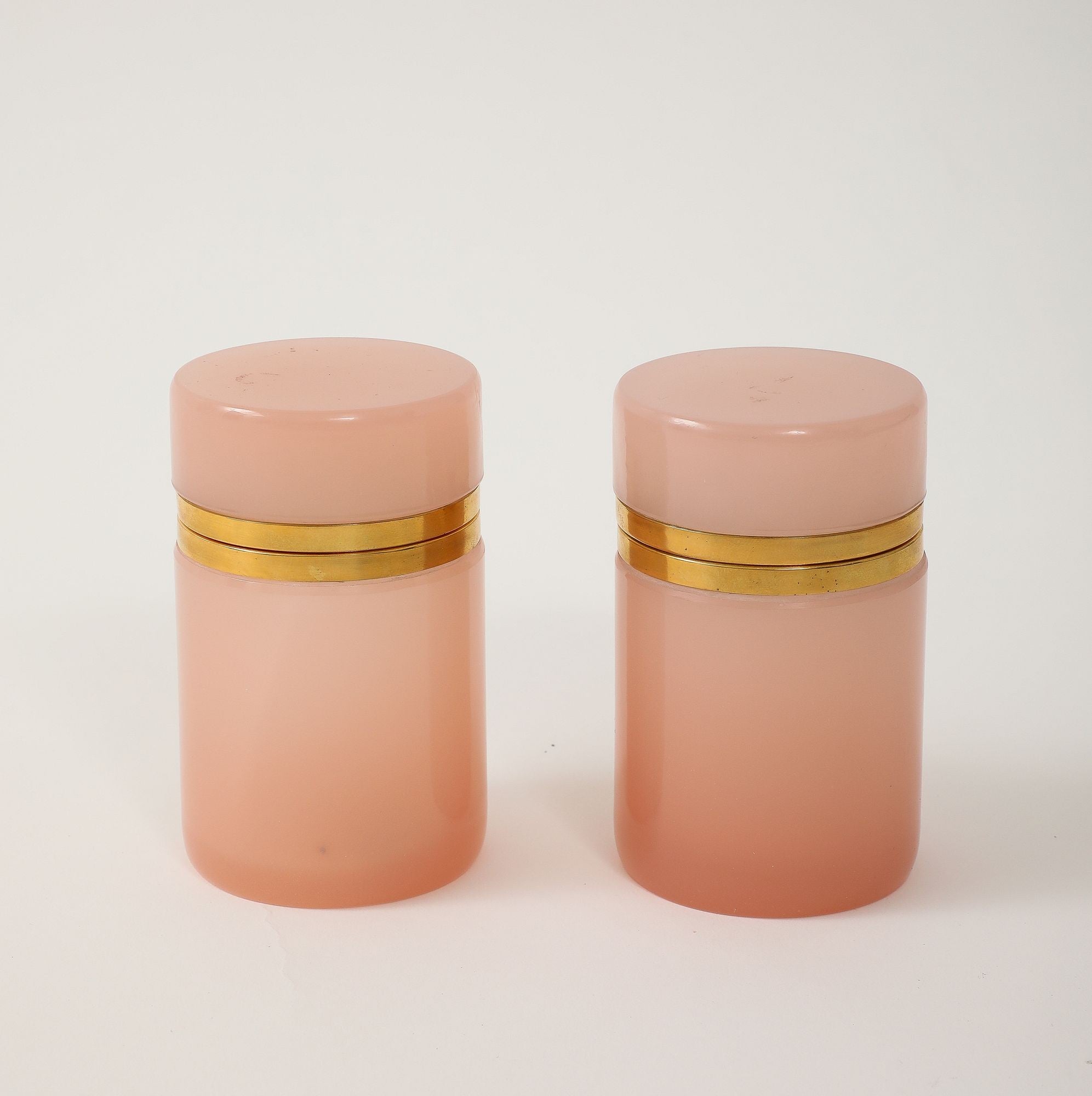 Antique French Pink Cylindrical Opaline Box, Early 20th C.