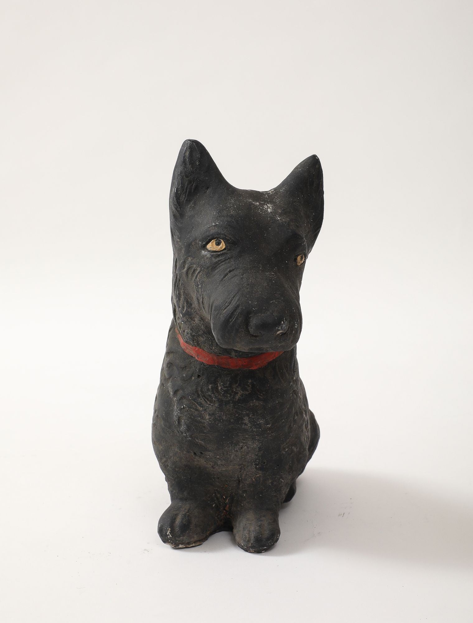 Black Scottie Dog Garden Ornament Reconstituted Stone, English Mid 20th C.
