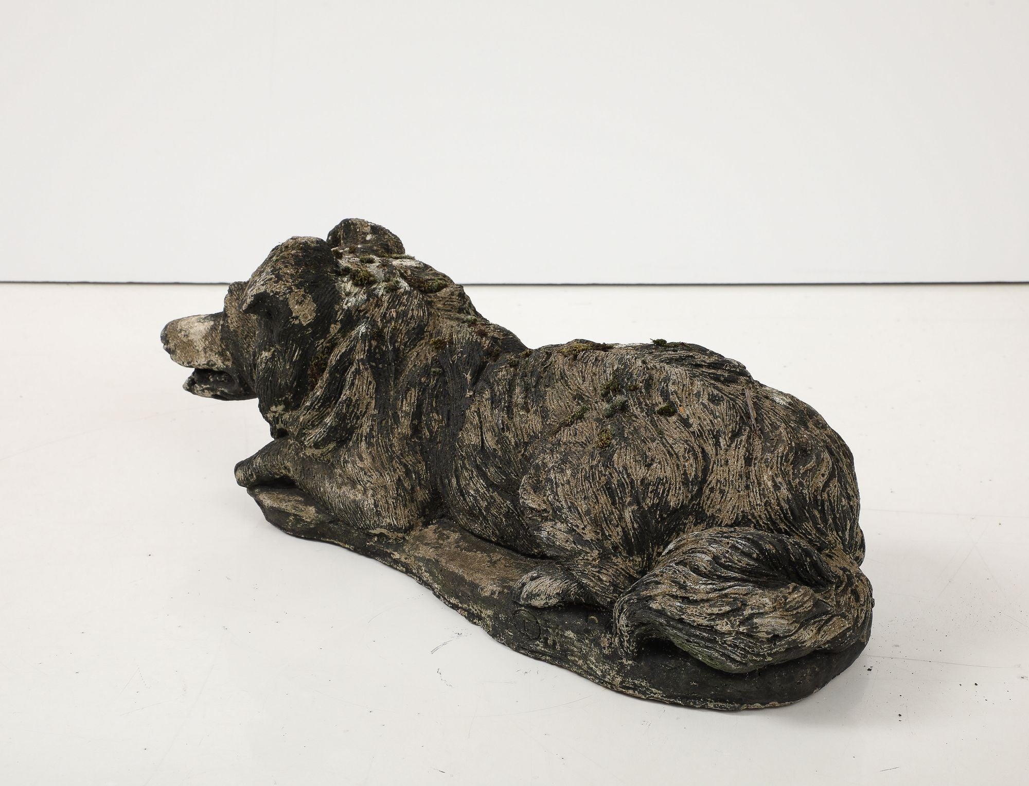 Reconstituted Black Stone Dog Garden Ornament, England 20th Century