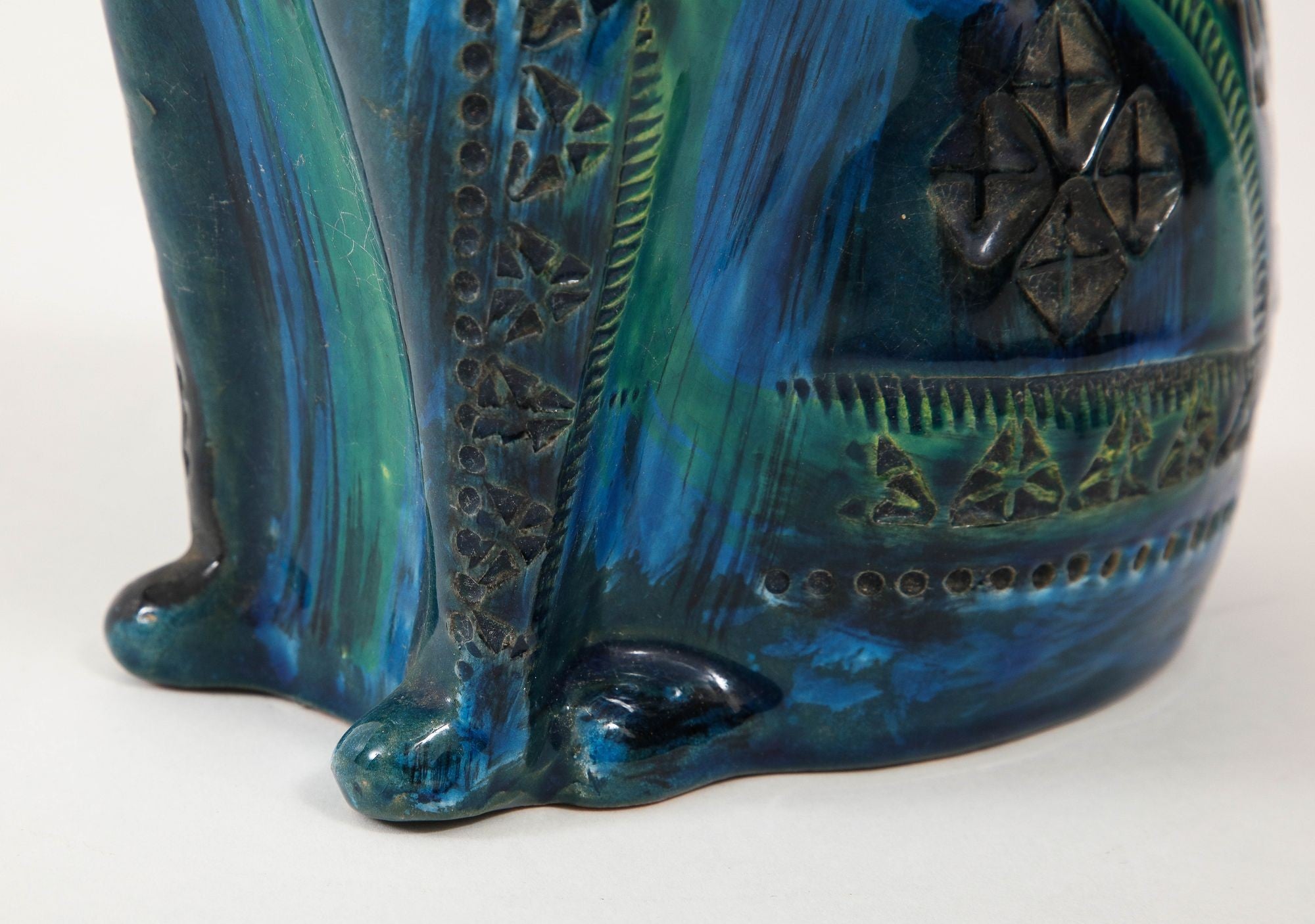 Ceramic Cat by Aldo Londi for Bitossi in 'Rimini blue' with