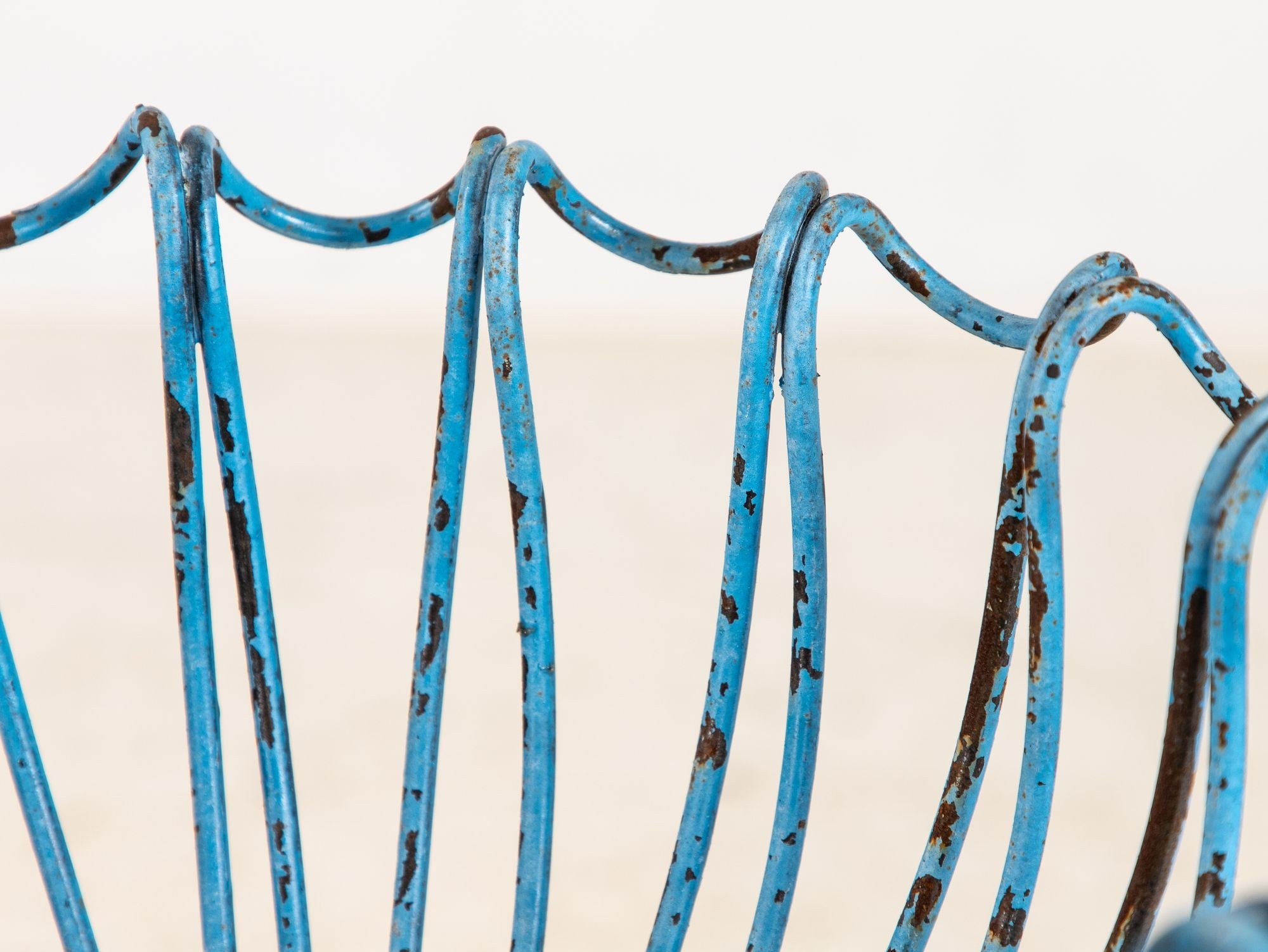 Pair of Blue Painted Iron Pedestal and Basket Planters, 1960s France