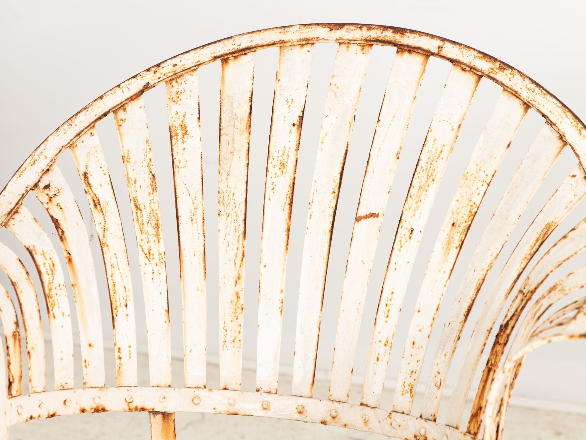Francois Carre Style Fan-back Metal Garden Chairs, France Mid 20th C.
