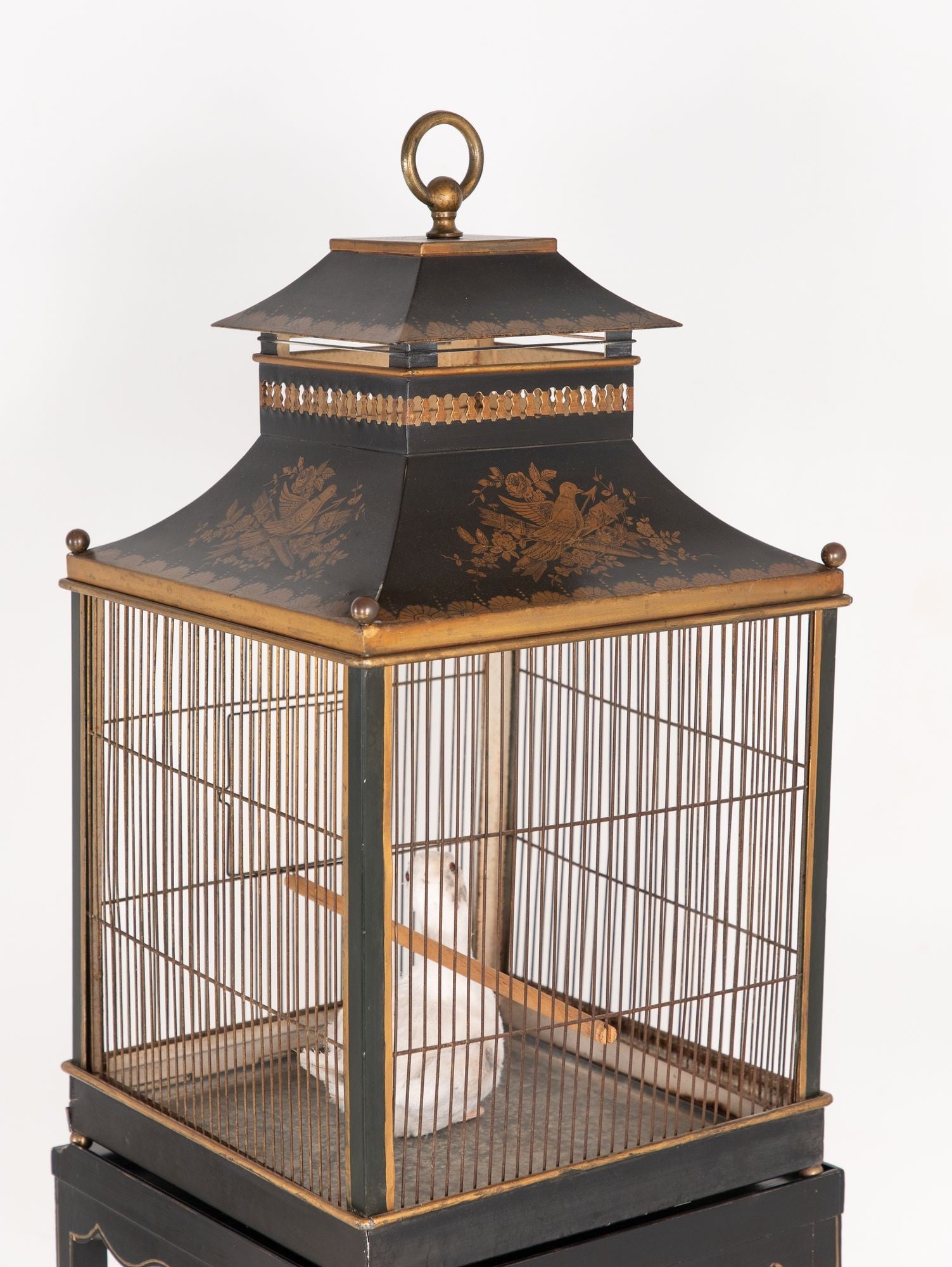 Regency Style Tole Birdcage on Stand, USA 20th Century