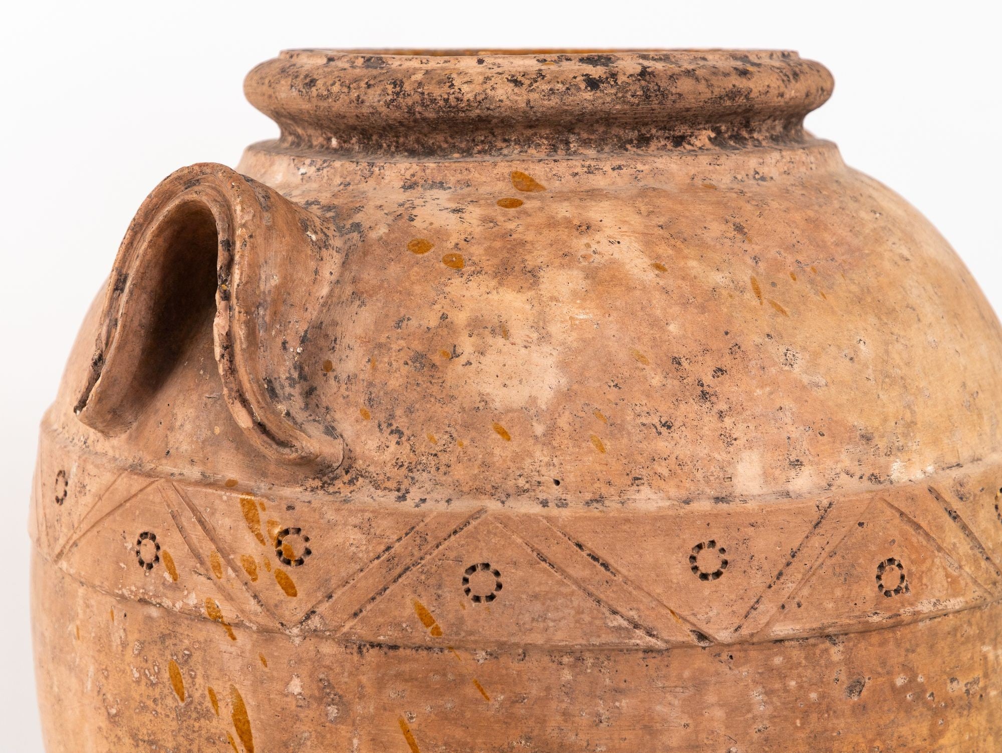 Large Mediterranean Terracotta Olive Jar with Two Handles, Mid-20th Century