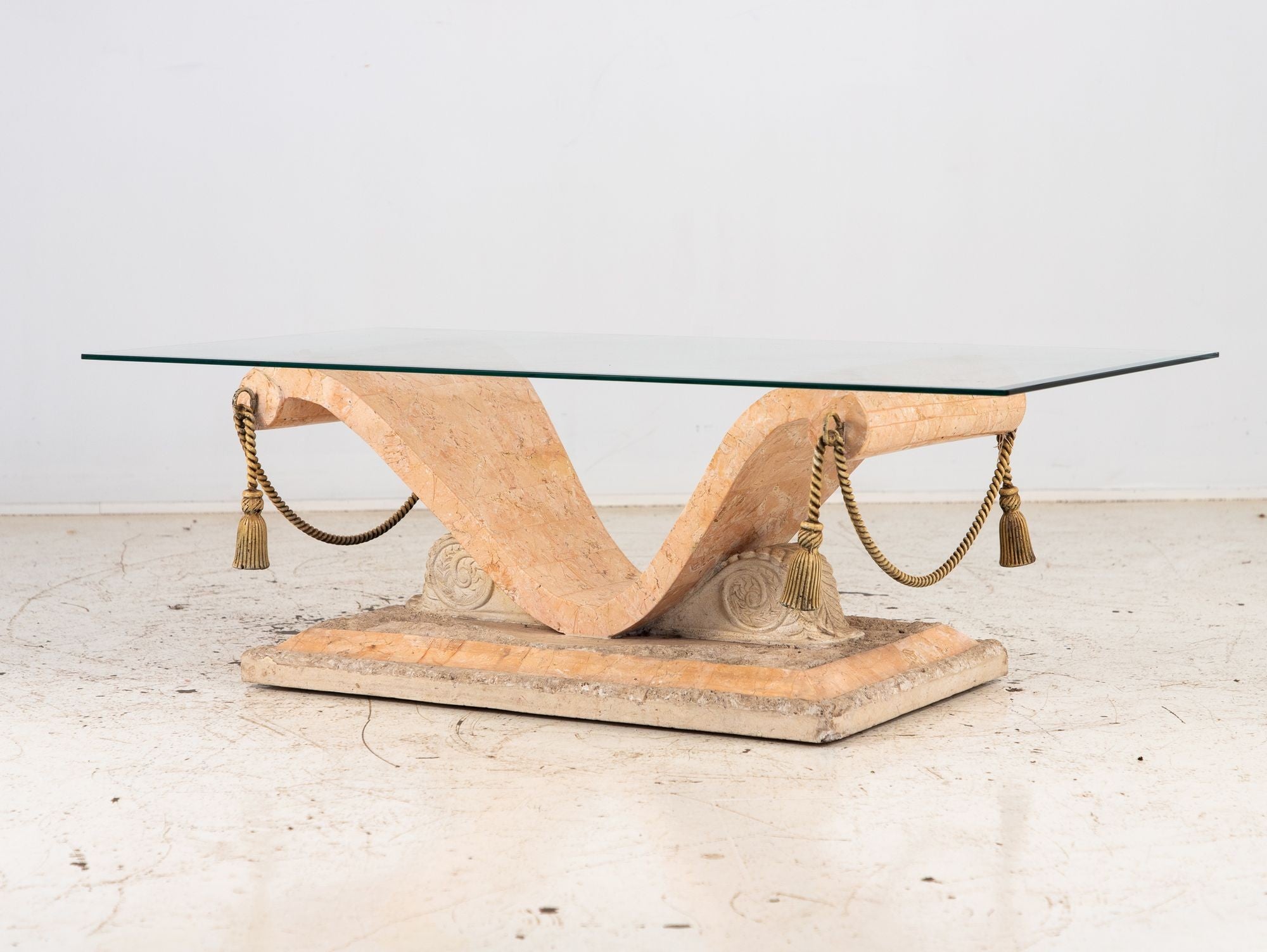 Tessellated Travertine Cocktail Table, France 1970s