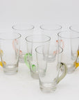 Set of Eight Vintage Hot Toddy Glasses with Colorful Handles