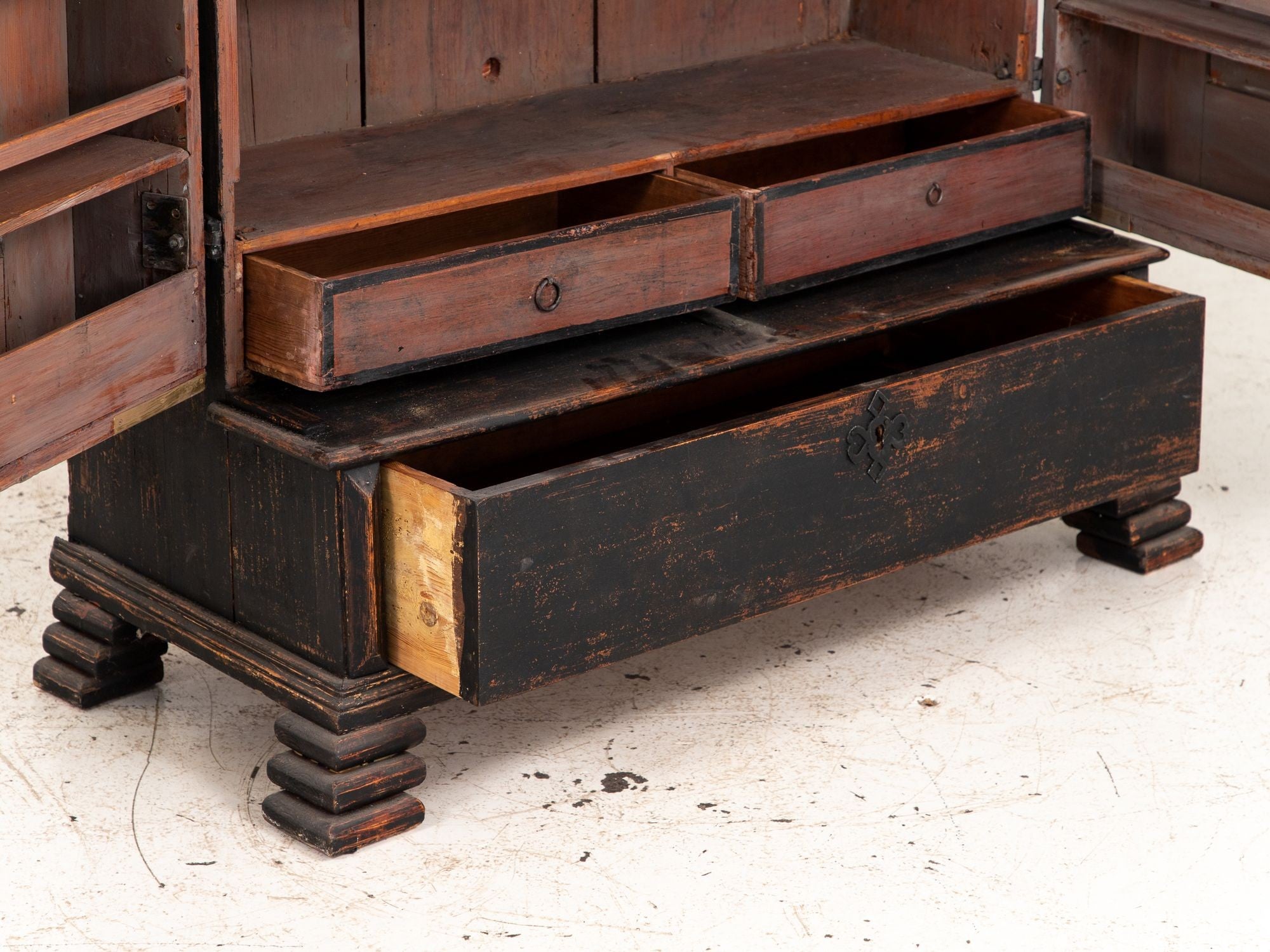 Black Swedish Cupboard or Kitchen Cabinet, Sweden Late 18th C.