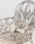 Pair White Painted Swan Back Aluminum Garden Armchairs, Sweden 1960s