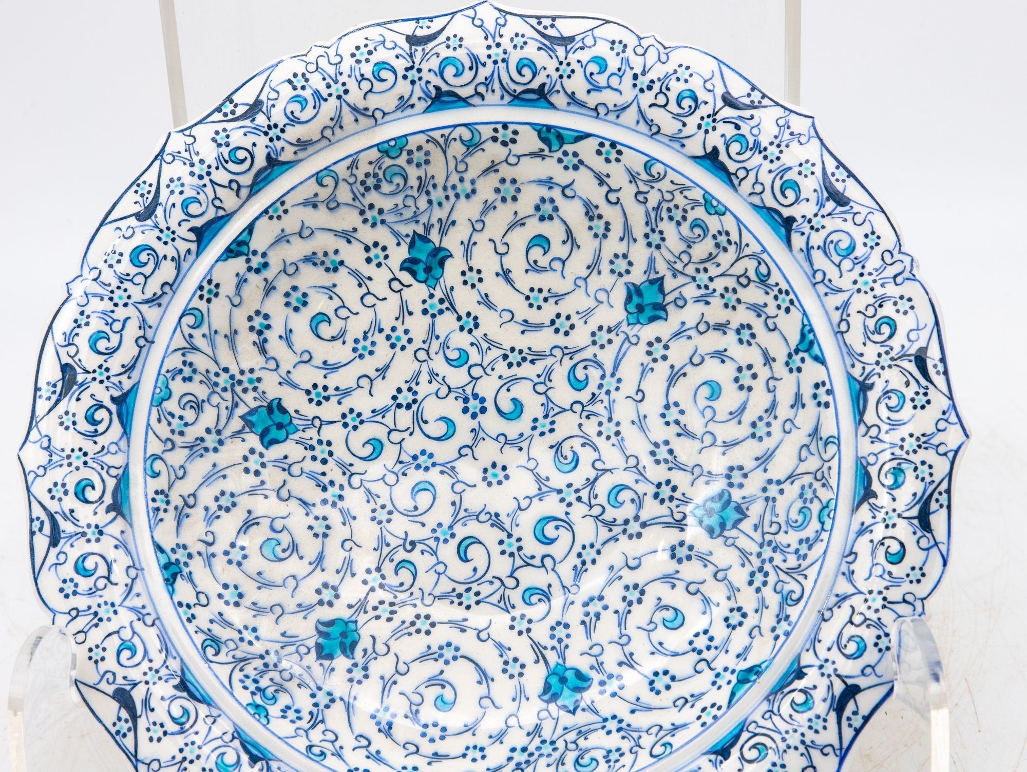 Vintage Iznik Plate in Turquoise, Blue, Cream, Early 20th C. Turkey