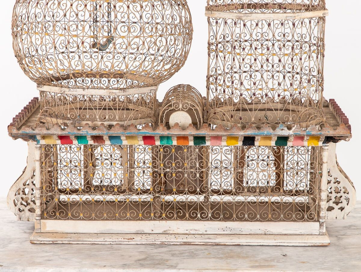 Polychrome Wire Birdcage, French 20th-Century