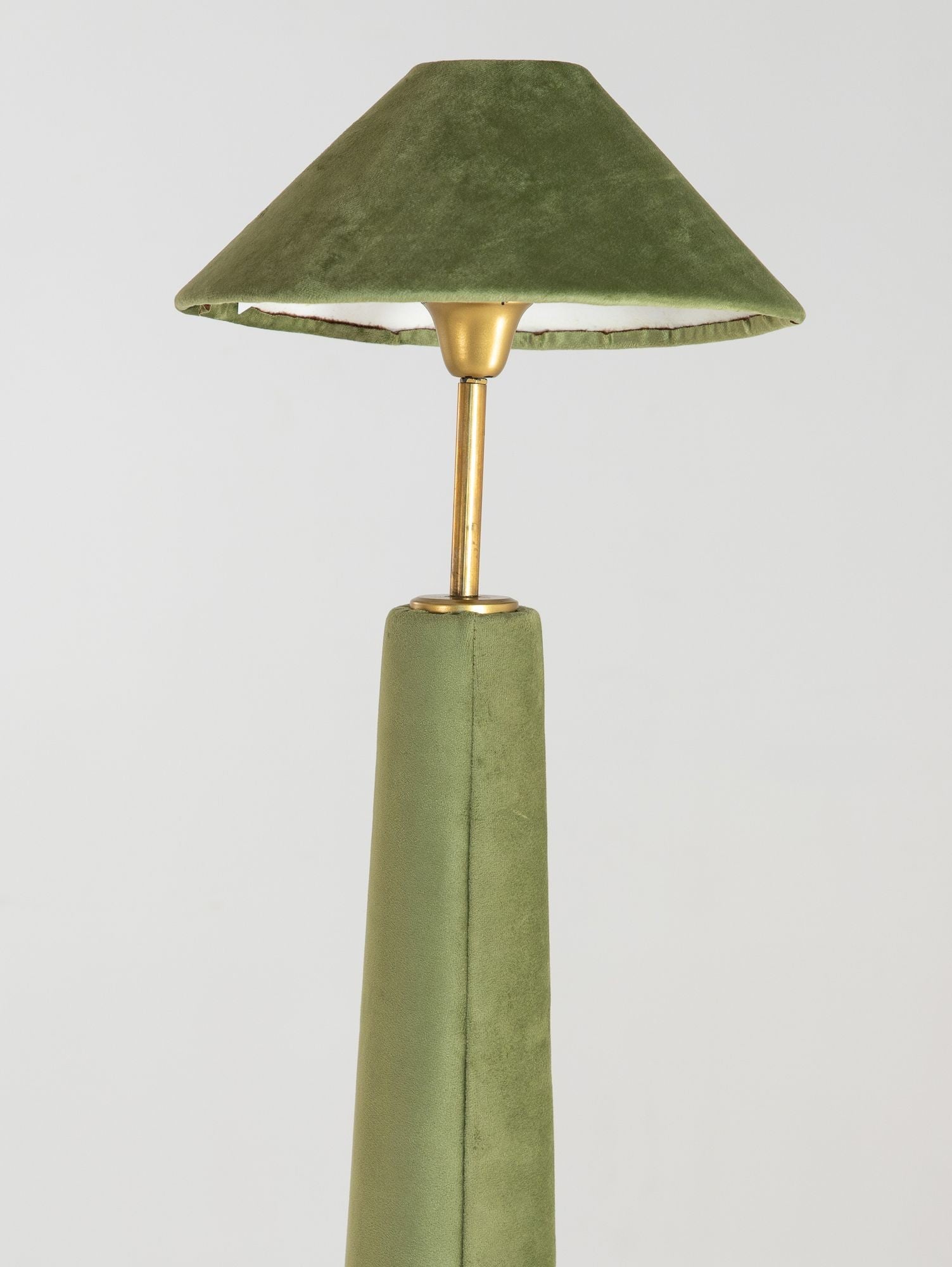 Pair of Moss Green Velvet Floor Lamps, French Late 20th C.