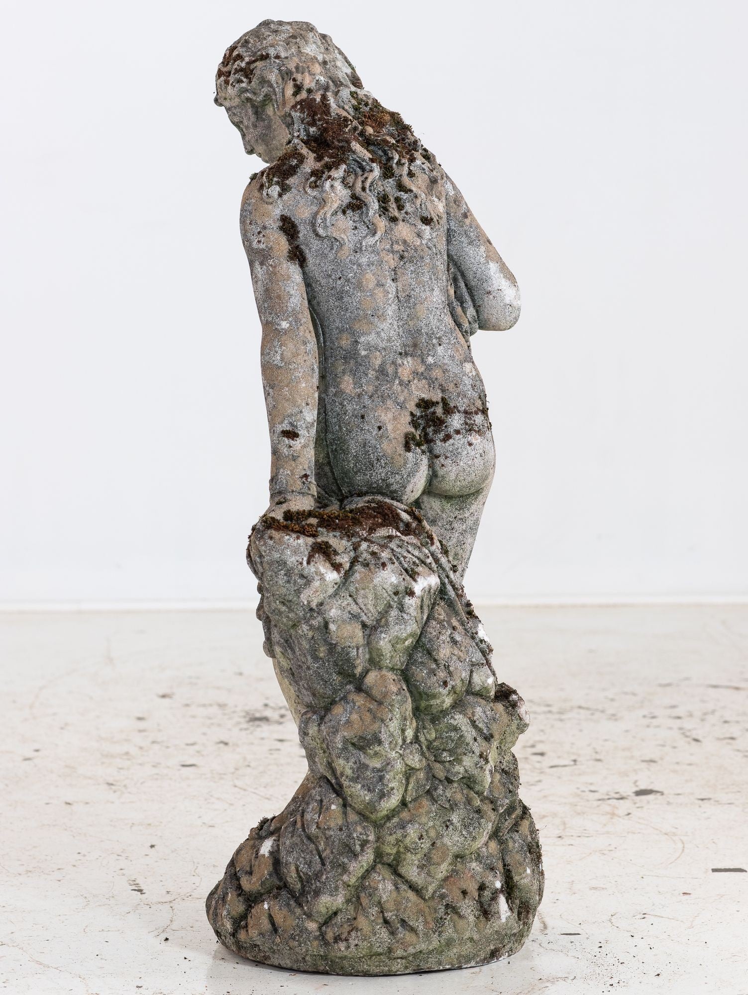 Composite Stone Weathered Garden Statue of Maiden or Goddess, England Mid 20th C.