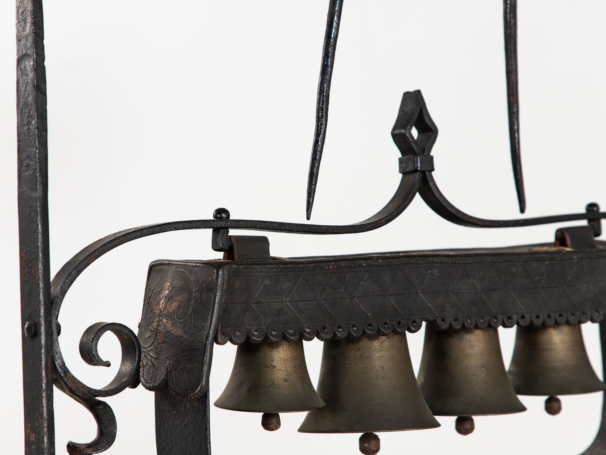 Wrought Iron Latten Bell Stand, Three Tier, English Late 19th C.