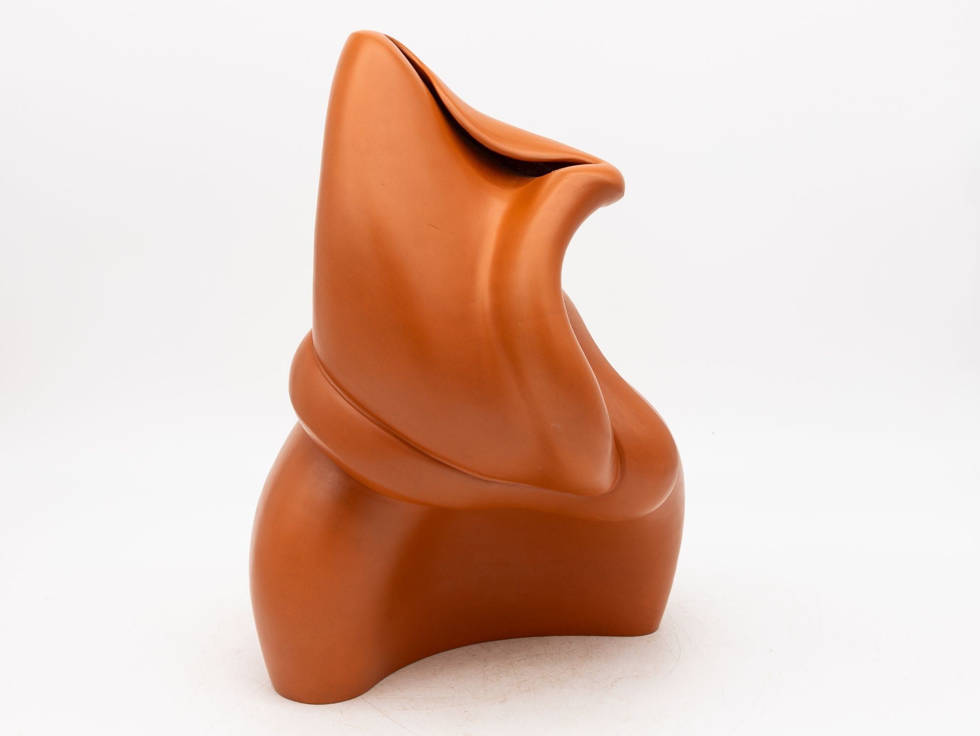 Modern Sculptural Terracotta Vase, England 1980s