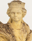 Woman Holding Sheaf of Wheat, Concrete Garden Ornament, England Mid 20th Century