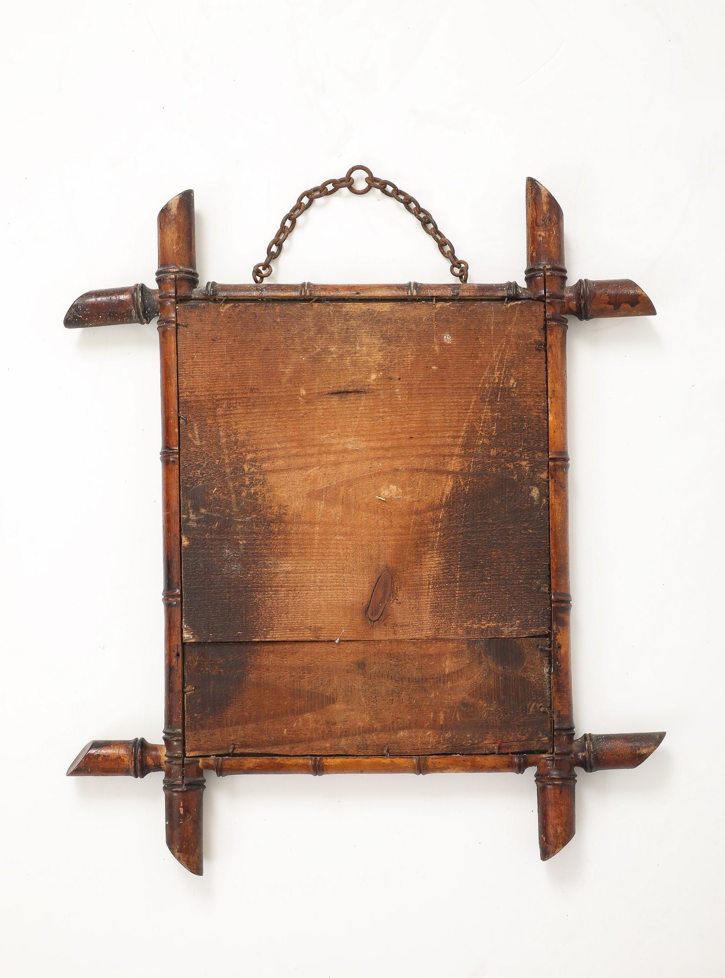 Small Faux Bamboo Carved Frame Mirror, England 1940s