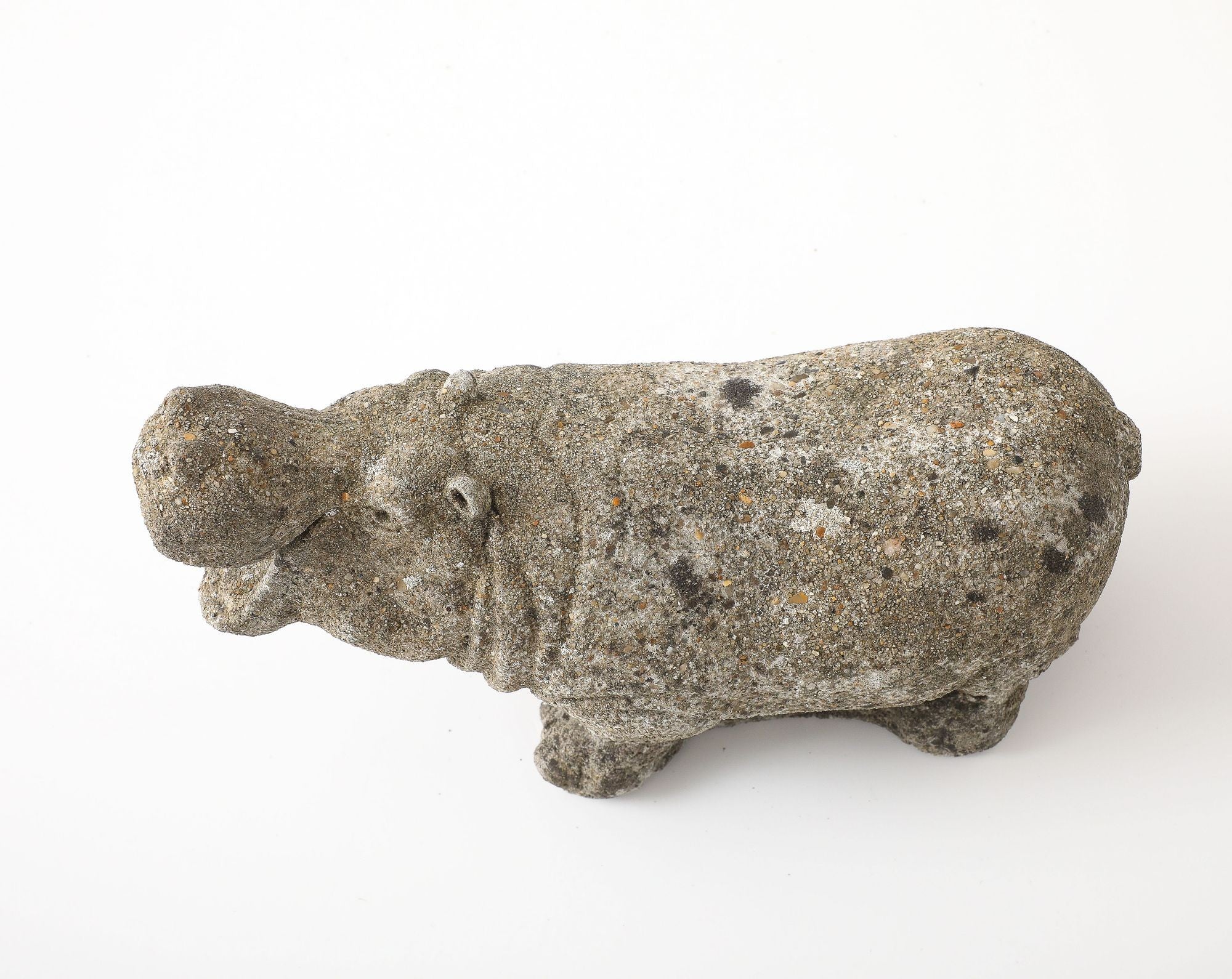 Composite Stone Hippopotamus Garden Ornament, English 20th Century