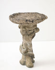 Composite Stone Faux Bois Birdbath with Squirrels Garden Ornament, English 20th C.