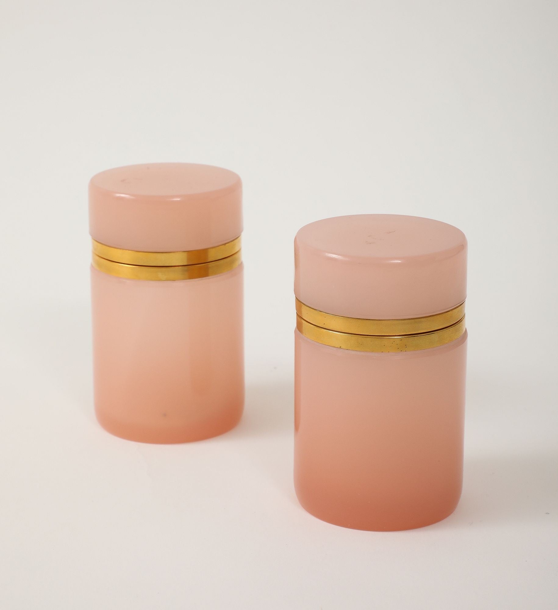 Antique French Pink Cylindrical Opaline Box, Early 20th C.