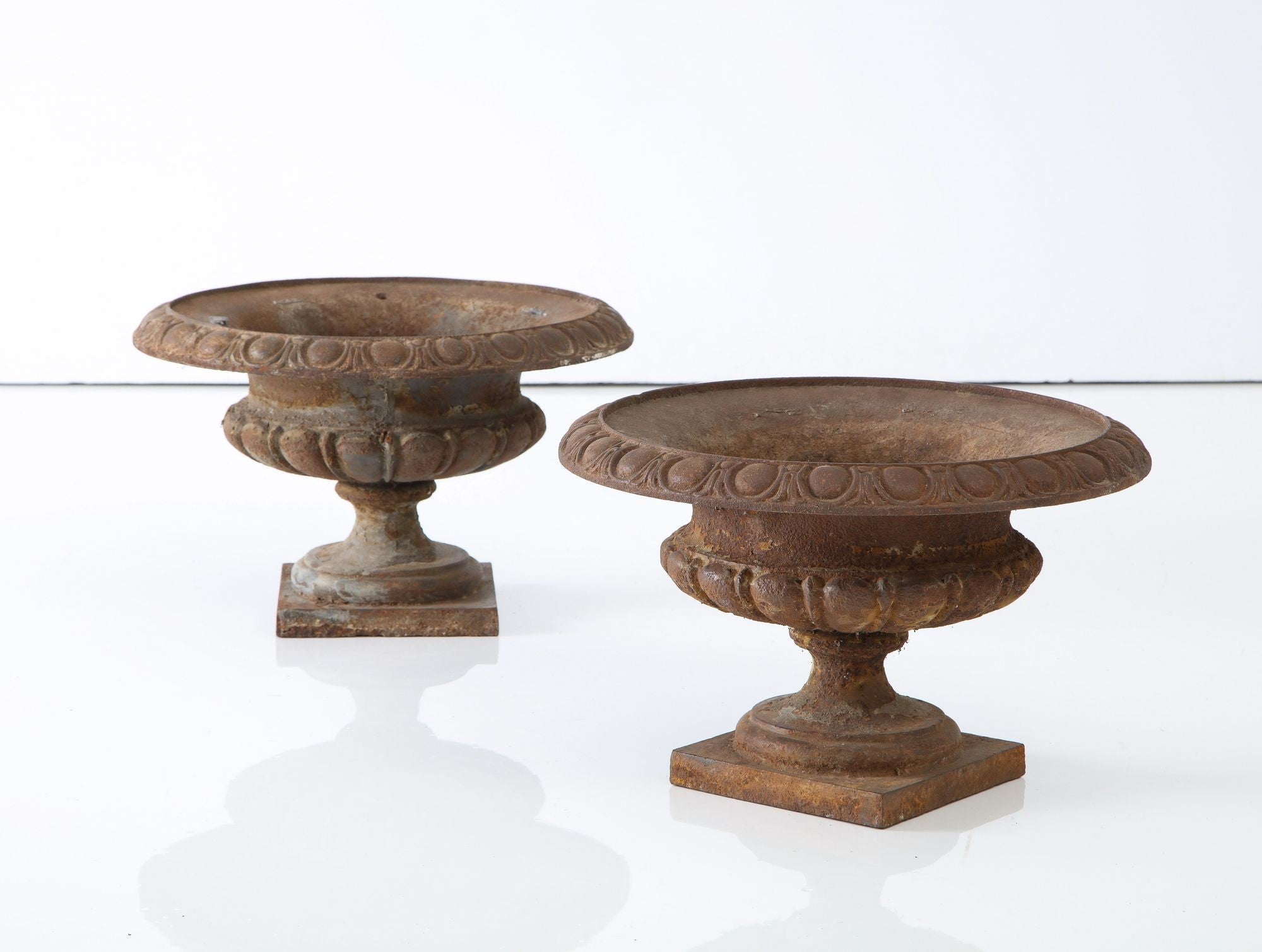 Pair Cast Iron Pie Crust Urns