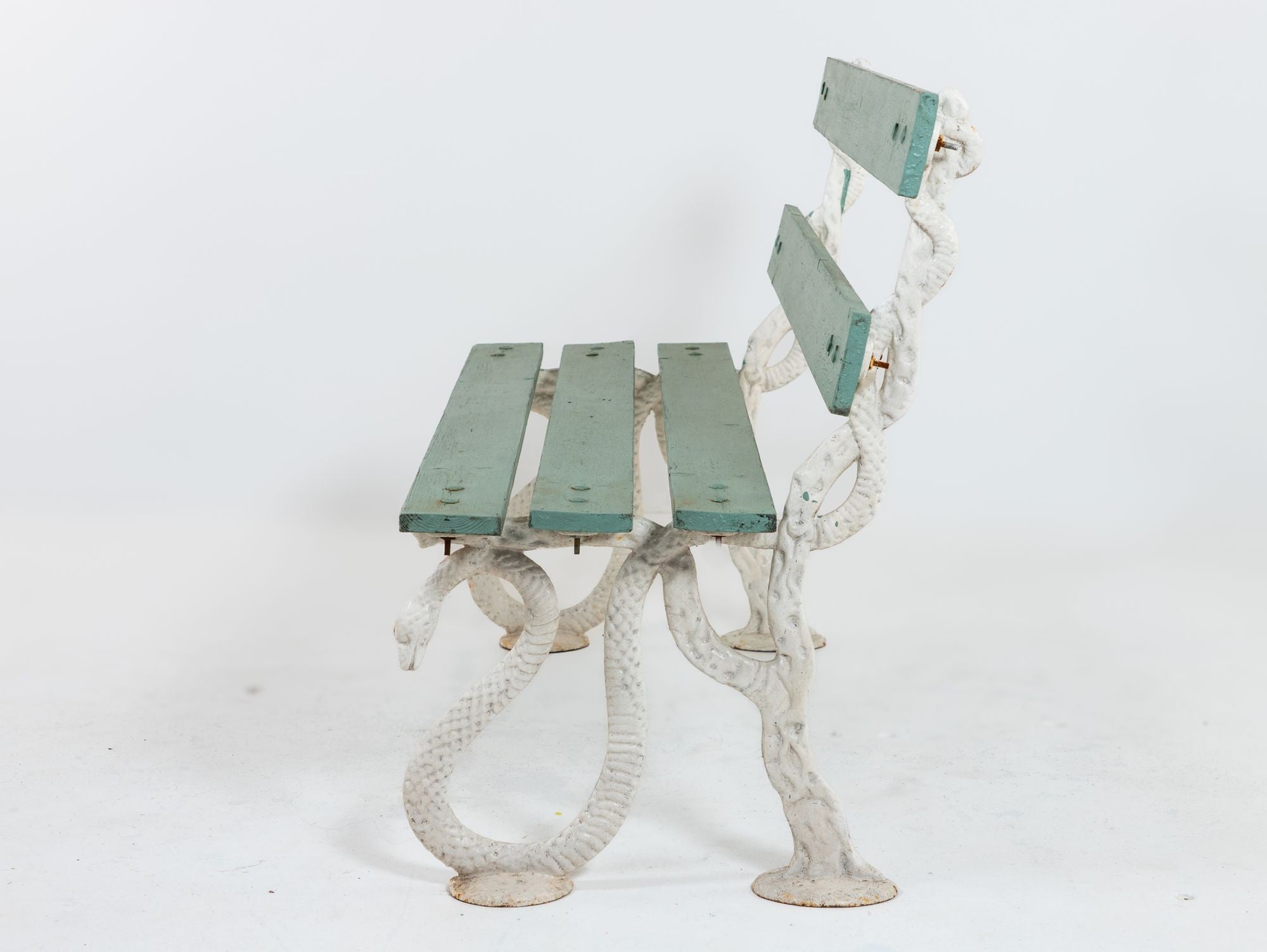 Iron Serpent and Twig Garden Bench, English Mid 20th C.