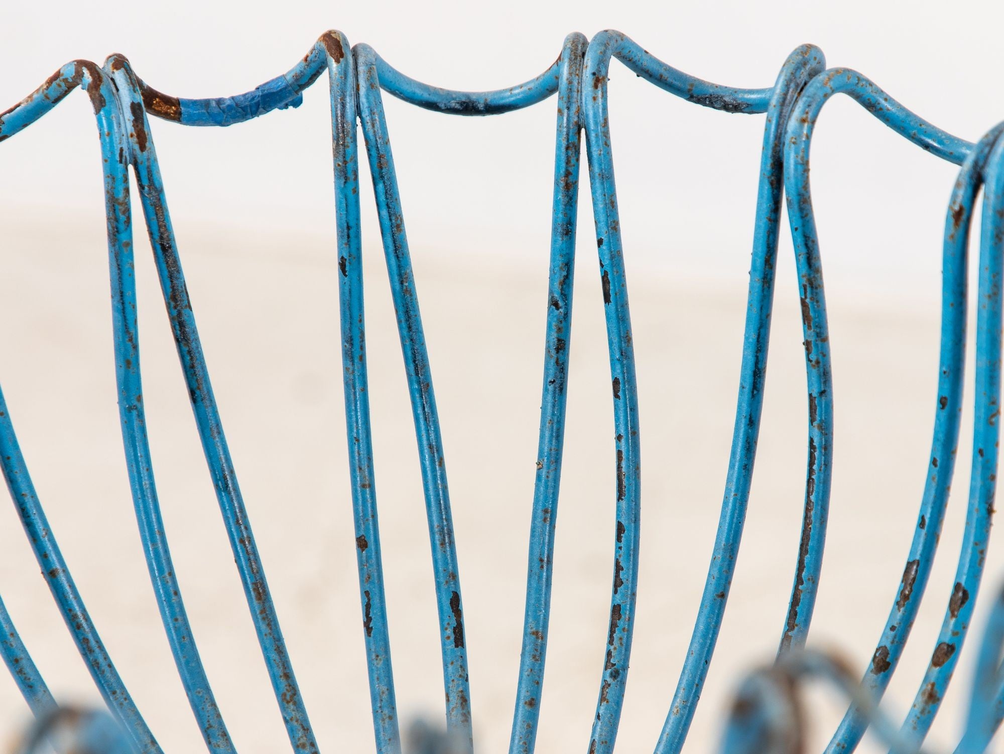 Pair of Blue Painted Iron Pedestal and Basket Planters, 1960s France