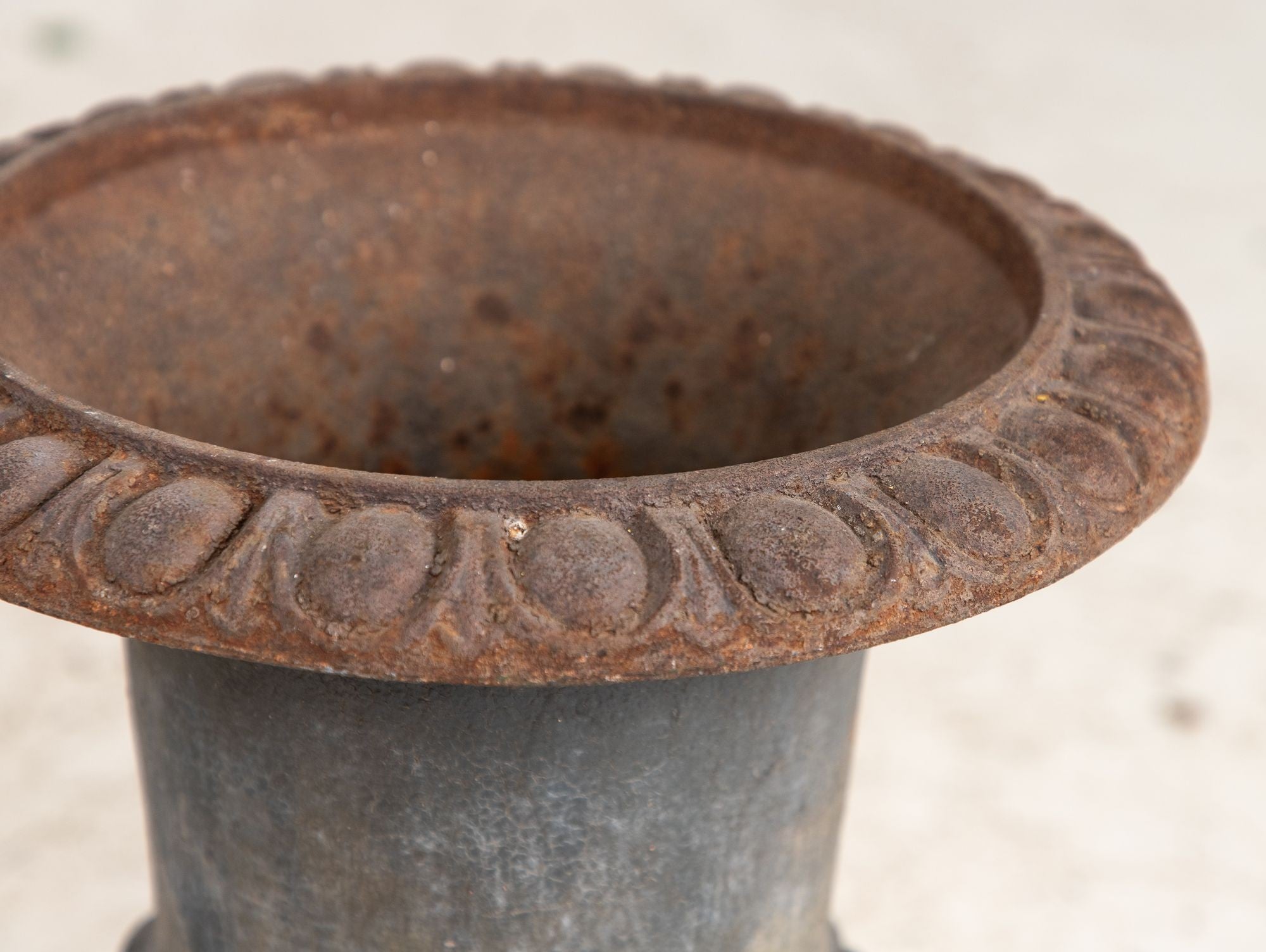 Pair Cast Iron Neoclassical Urns, France Mid 20th C.