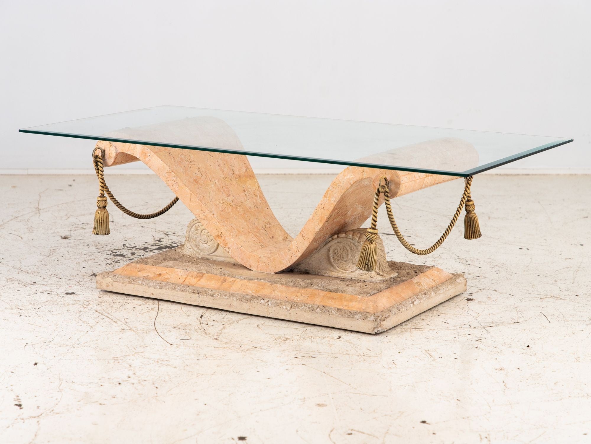 Tessellated Travertine Cocktail Table, France 1970s