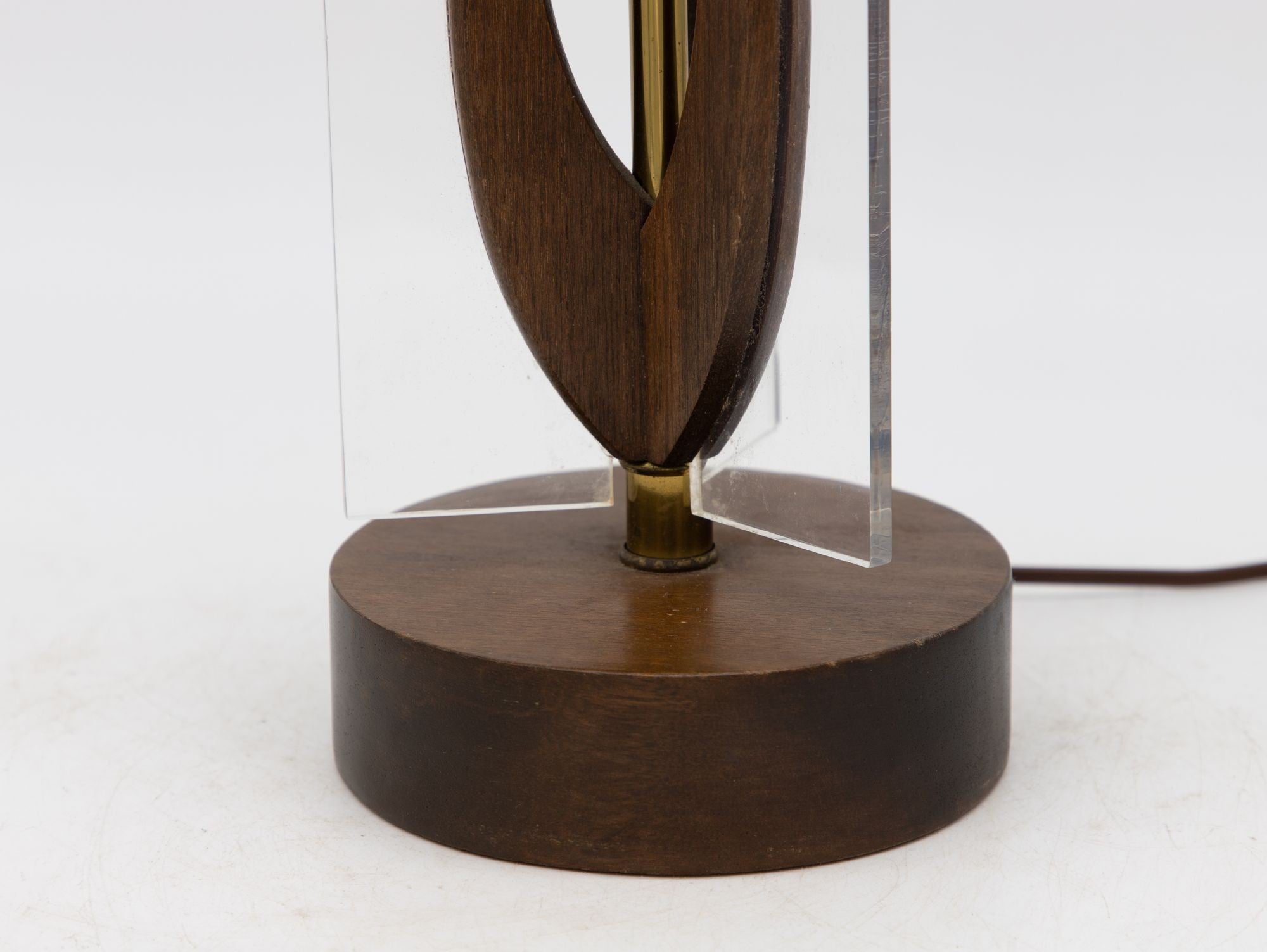MId Century Modern Wood and Lucite Table Lamp, American Mid 20th C.