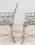 Pair White Painted Swan Back Aluminum Garden Armchairs, Sweden 1960s