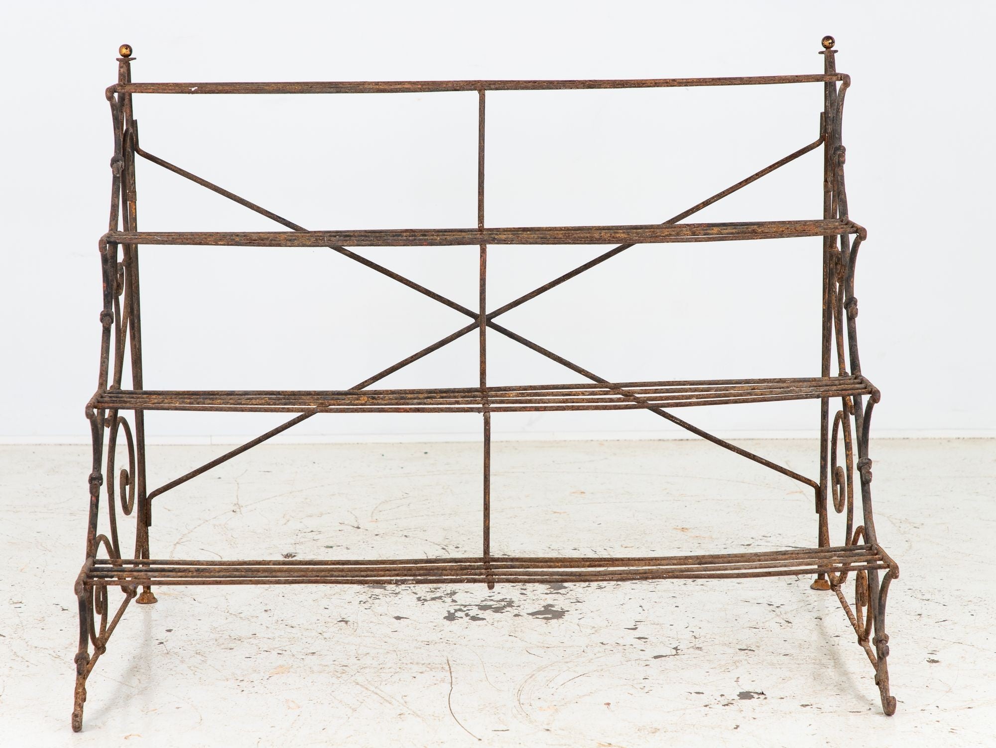 Scrollwork Four Tier Iron Plant Stand or Etagere, England Mid 20th Century
