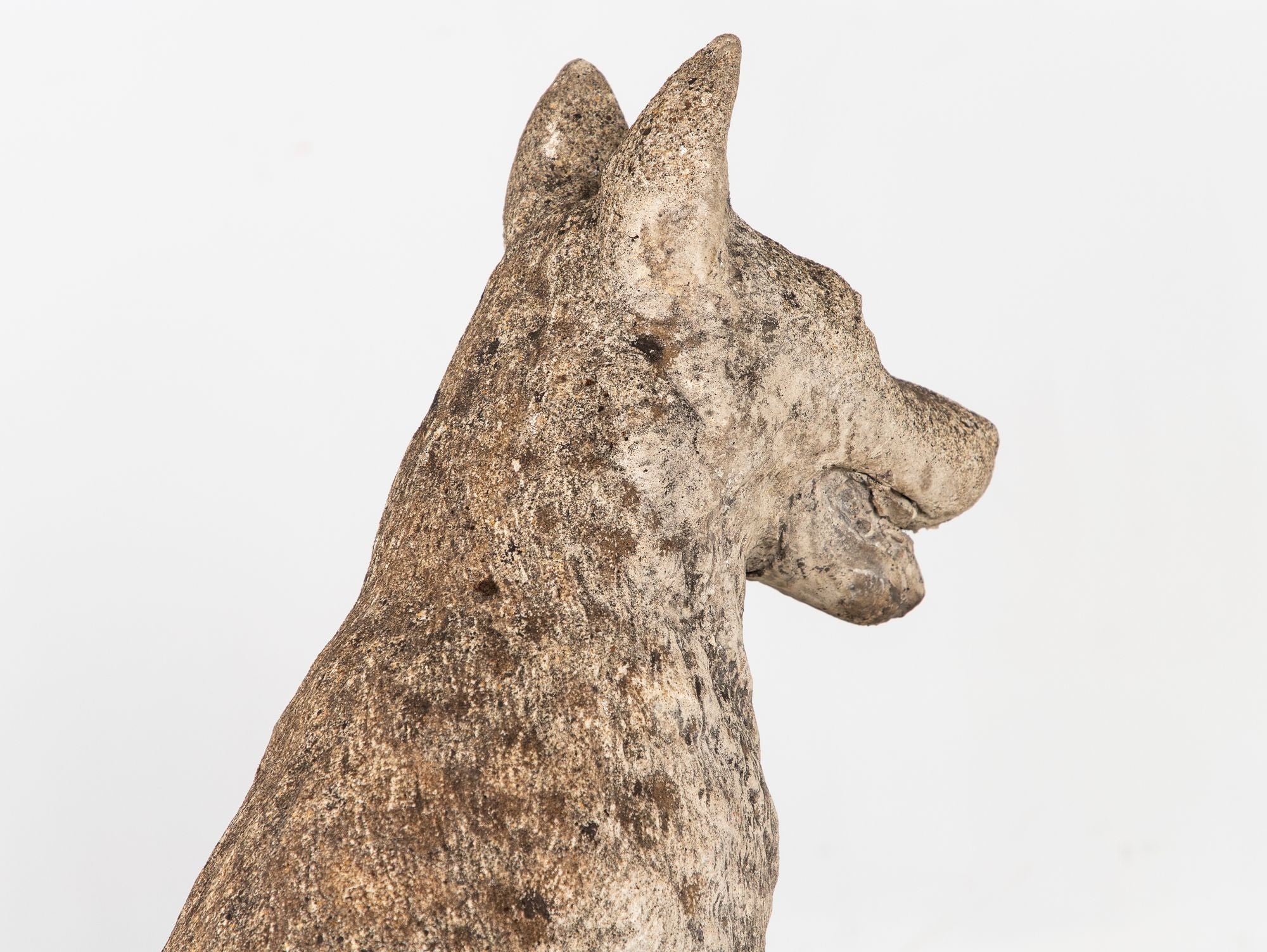 Large Concrete Shepherd Dog Garden Ornament, English mid 20th Century
