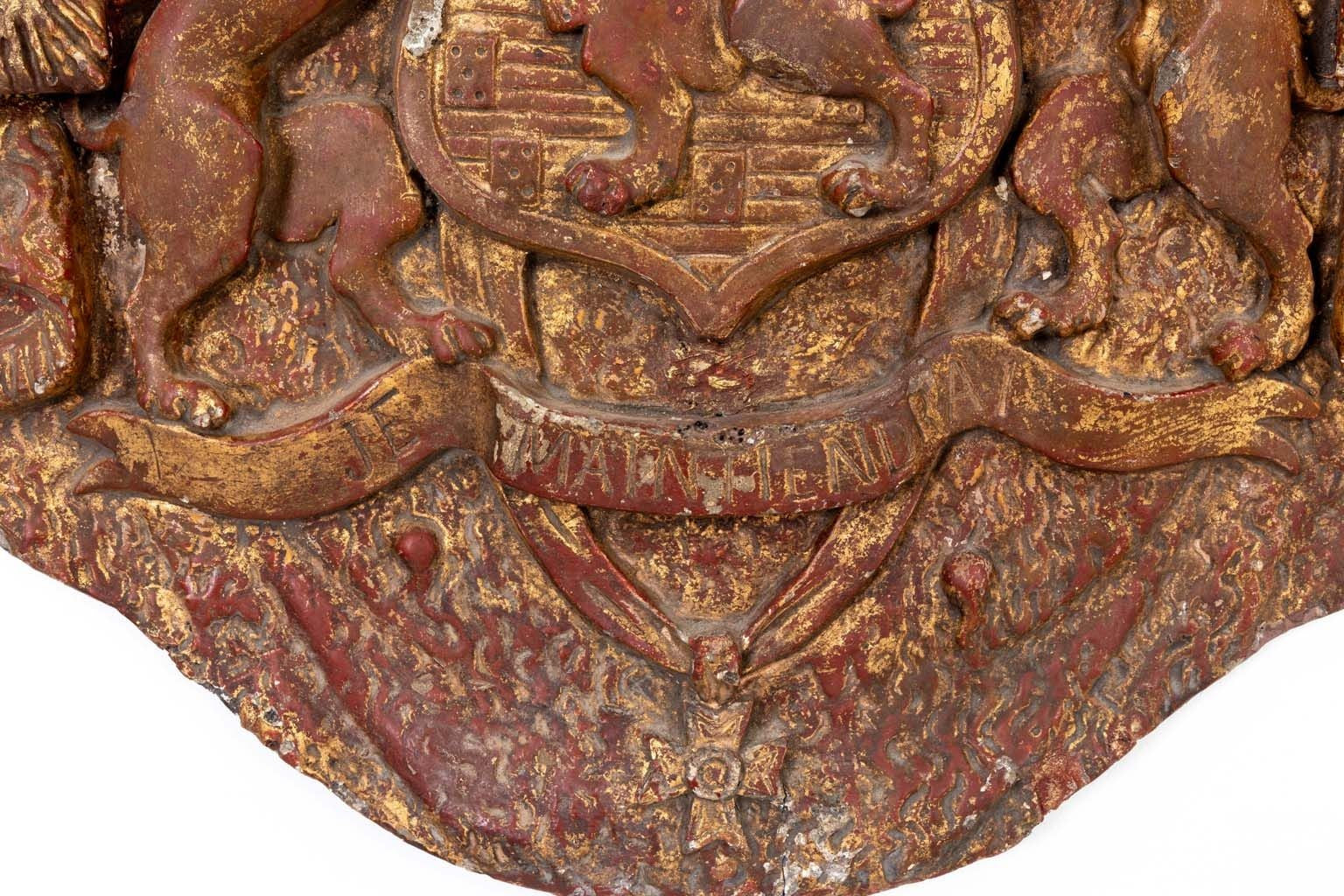 English Heraldic Plaque with Lions, Early 20th Century