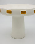 White and Gold Toggle Bowl by Handley Drive, Tall
