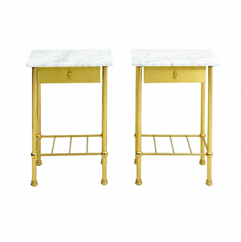 Brass and Marble Side Tables