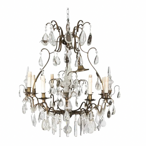 Circa 1900 crystal eight light chandelier