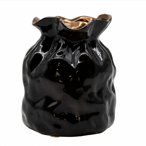 Black & Gold Bag Form Vase