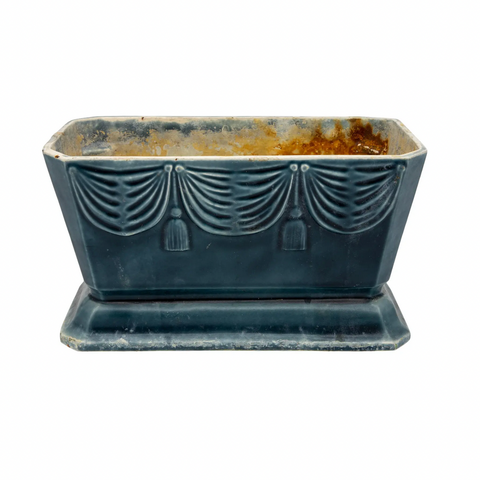 Blue Enamel Cast Iron Cachepot