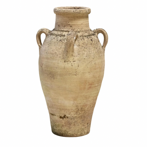 Cream colored Amphora or Biot Pot with 4 handles