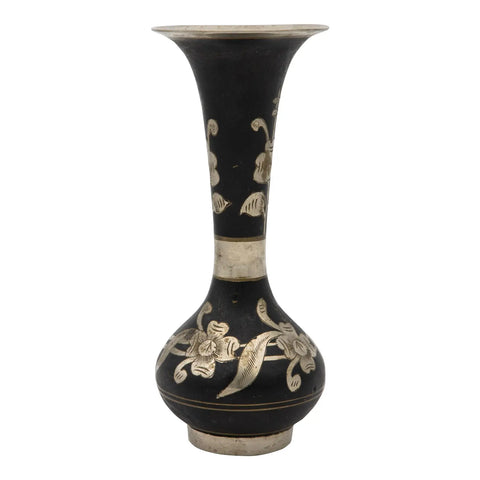 RT Small Silver and Black Vase