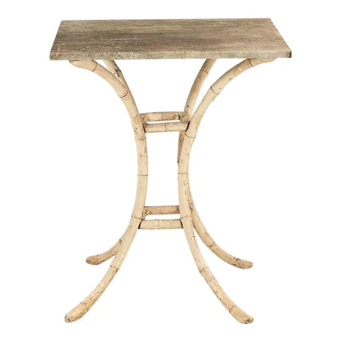 Faux Bamboo Square Marble Top Side Table, Mid 20th Century