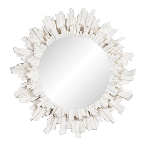 French Round Plaster Starburst Shaped Mirror, 21st Century