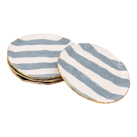 Gray and white Striped clay petit dish with Gilding