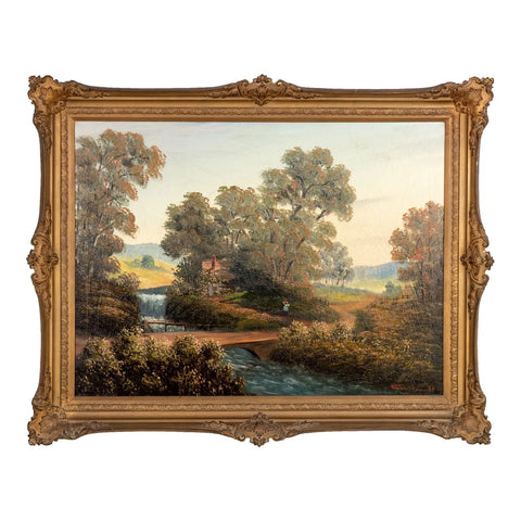 Hudson River School Painting Oil on Canvas, 20th century
