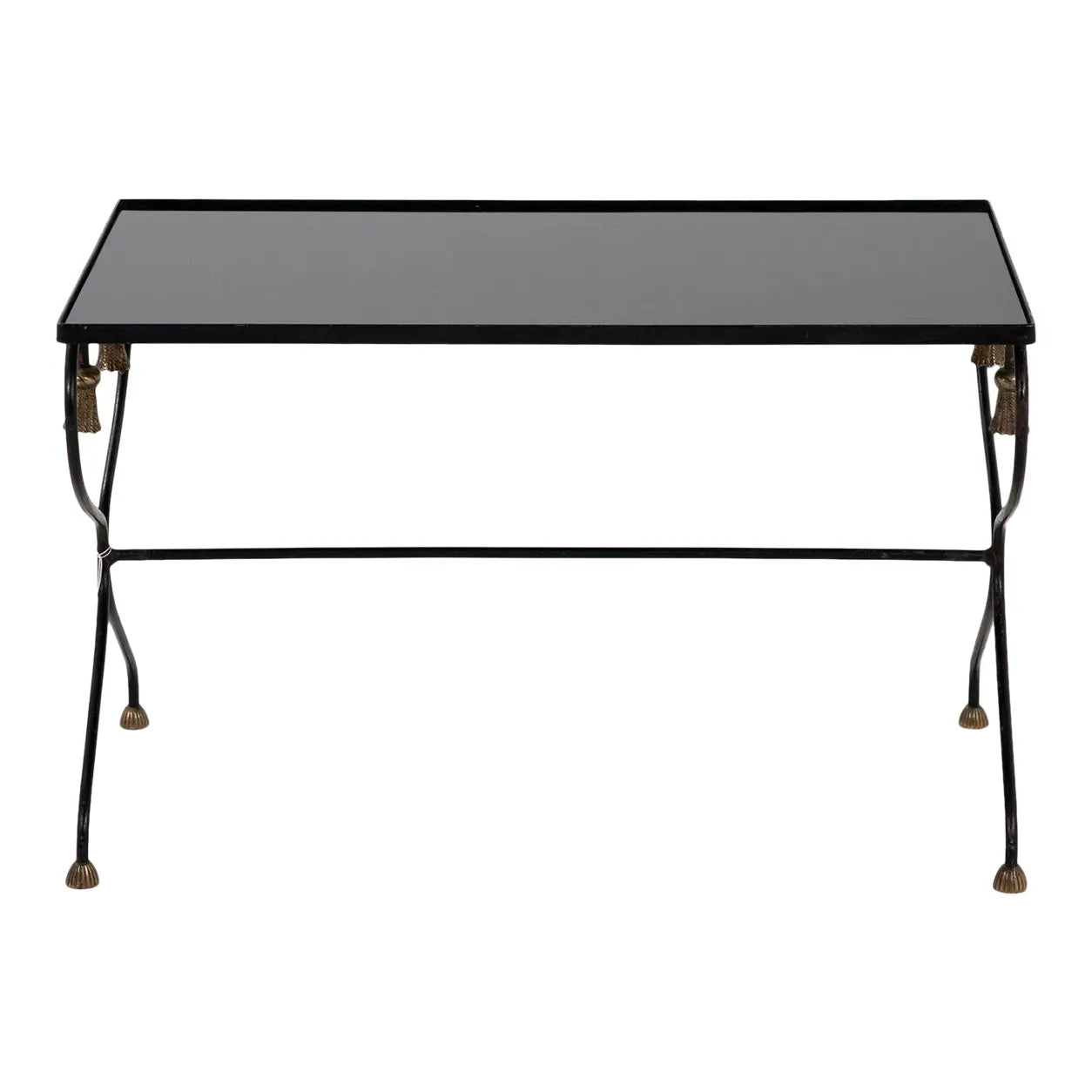 Iron and Black Glass Cocktail Table, 20th Century