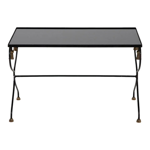 Iron and Black Glass Cocktail Table, 20th Century