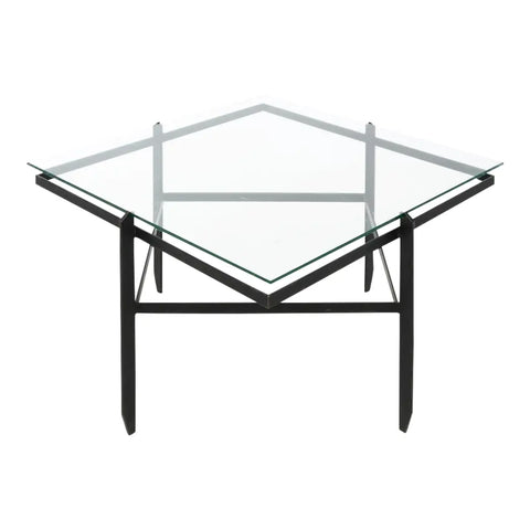 Vintage Iron and Glass Diamond Coffee Table