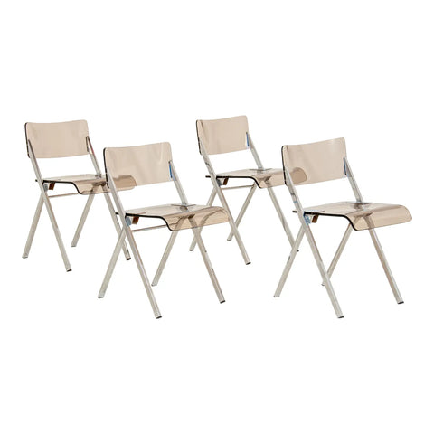 Set of Four Lucite Folding Chairs